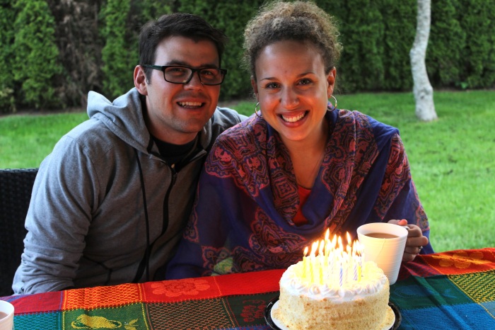 Ashly, our daughter-in-law,  celebrating her birthday with our son, Andrew